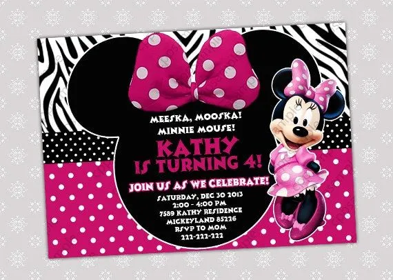 Minnie Mouse Birthday Invitation Minnie by CreativePartyPixels