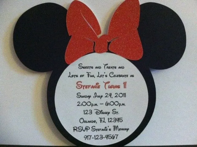 Minnie Mouse Birthday Invitations with Envelopes RED by NiuDesigns