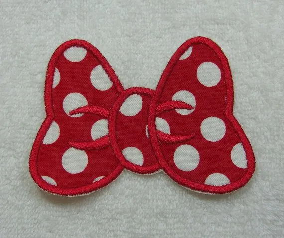 Minnie Mouse Bow Fabric Embroidered Iron On Applique Patch Ready ...