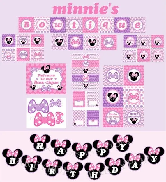 Minnie Mouse Bow-tique fiesta paquete digital por PartyPops en Etsy