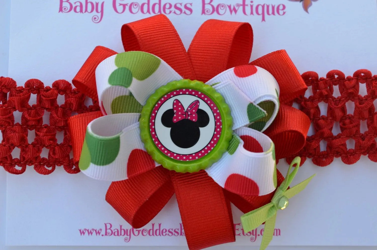 Minnie Mouse Christmas Hair BowGirl's by BabyGoddessBowtique