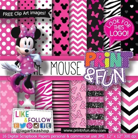 MINNIE MOUSE Clubhouse Disney Papel Digital Fondos por Printnfun