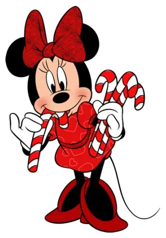 Minnie mouse comiendo caramelos de navidad