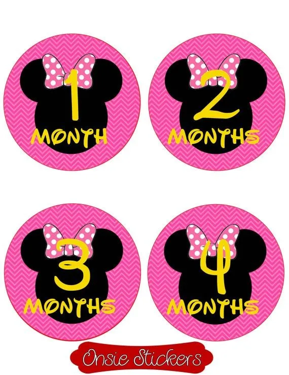 Minnie Mouse Disney Monthly Onsie Stickers: Baby Shower Gift ...