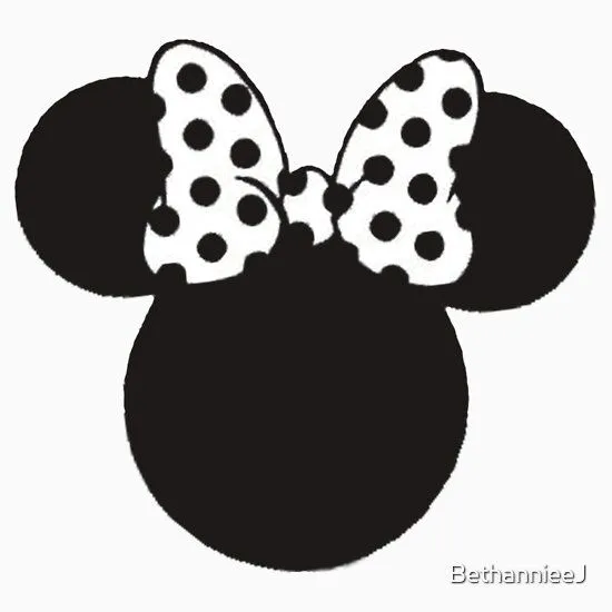 Minnie Mouse Ears with Black & White Spotty Bow" Stickers by ...