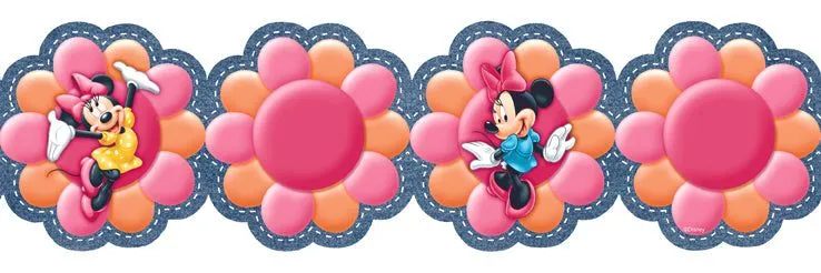 Minnie Mouse Funky Flowers Denim Prepasted Wall Border Shop for ...