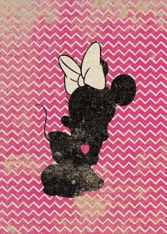 Minnie Mouse Inspired Silhouette on Chevron by WITHHEARTSTUDIOS