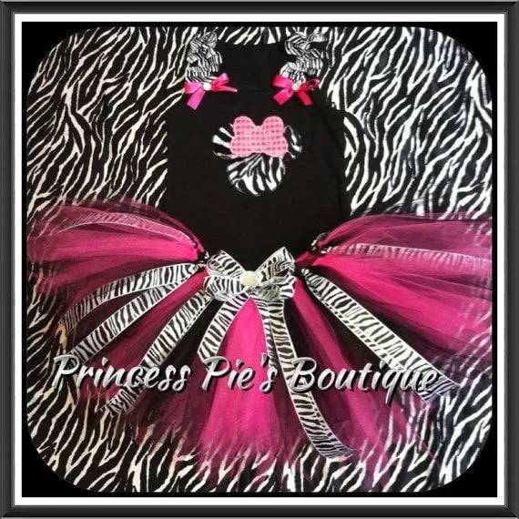 Minnie Mouse Inspired Zebra Print Tutu by PrincessPiesBoutique