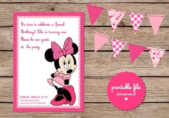 Invitaciones de Minnie Mouse personalizadas - Imagui