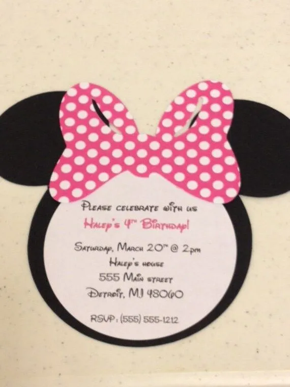 20 Handmade Minnie Mouse Invitations Polka Dot by AngiesDesignz