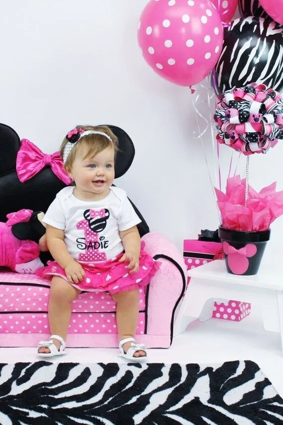 Minnie Mouse Personalized First Birthday Shirt in by SewingByGrace