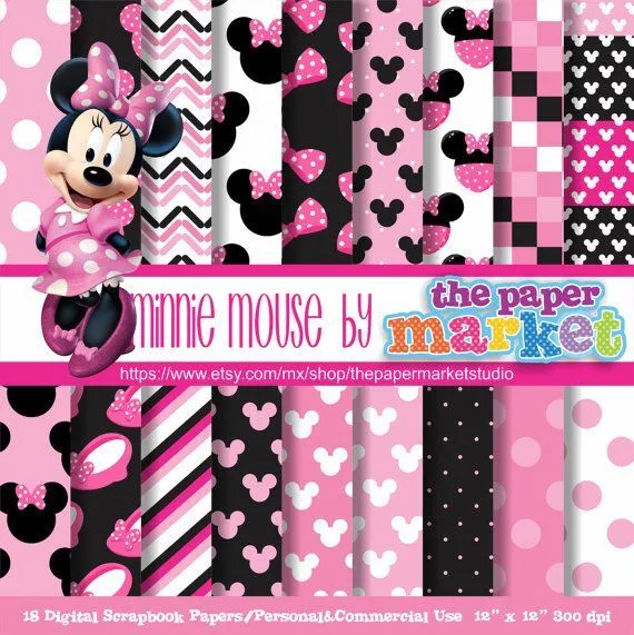 MINNIE MOUSE Polka Dot Backgrounds Digital by thepapermarketstudio ...