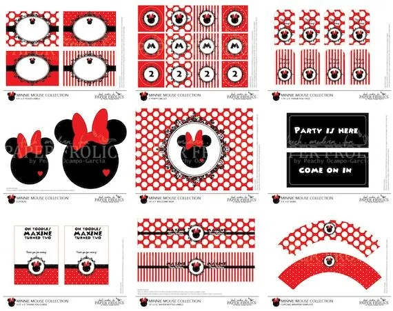 Minnie Mouse Printable Party Red Complete Set by PAPERFROLICS2012