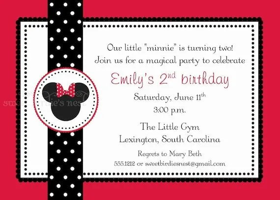 Minnie Mouse Silhouette Party Invitation by sweetbirdiesnest