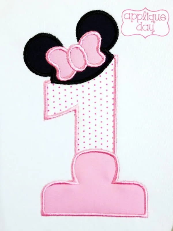 Minnie Mouse 1 Year Old Birthday Digital Applique by AppliqueDay