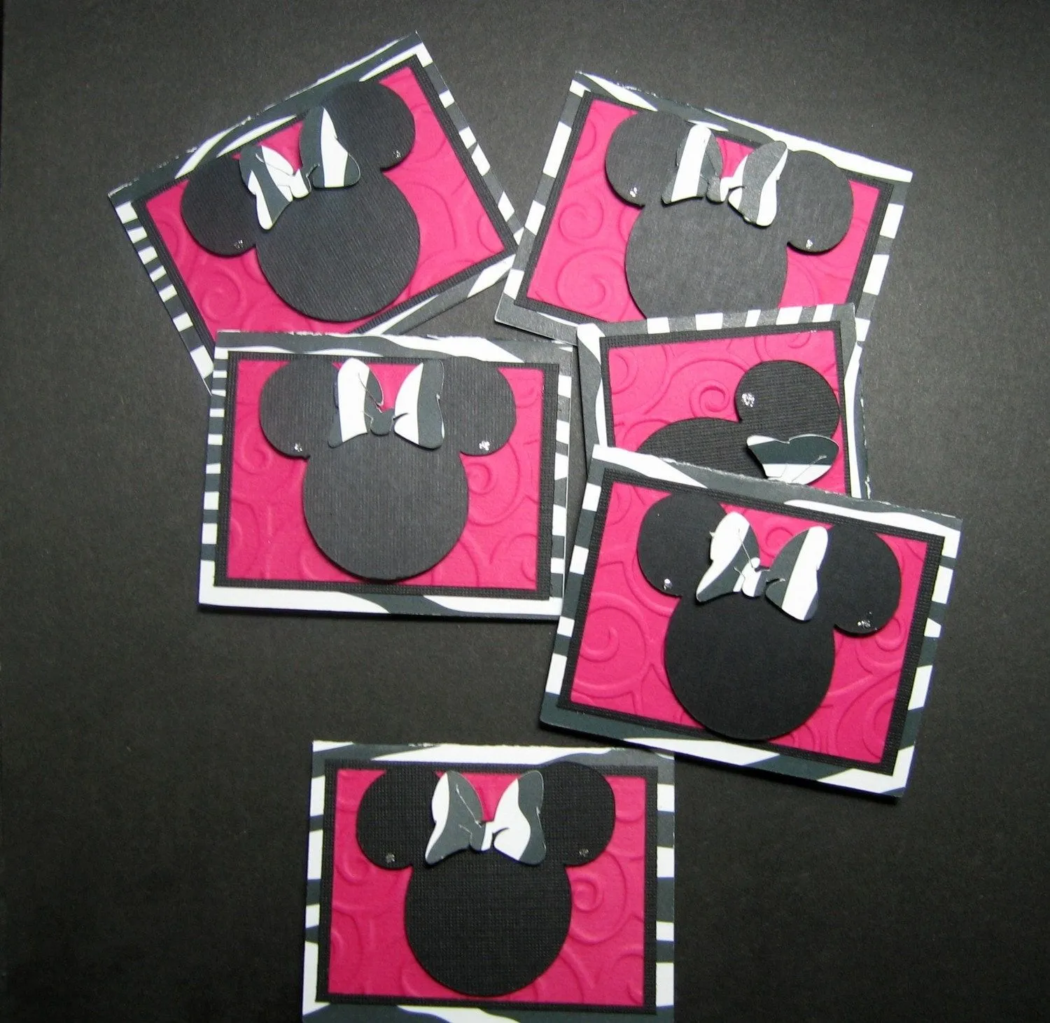 Minnie Mouse Zebra and Hot Pink mini note cards by ATime2beeunique