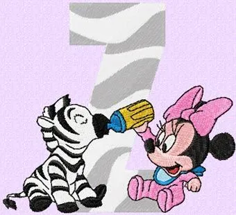 Minnie Mouse Z zebra machine embroidery design for baby quilt