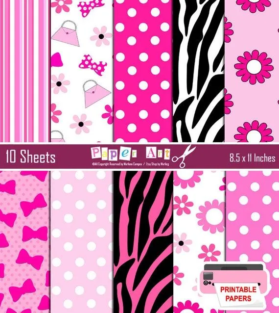 Minnie Pink Digital Papers Inspired minnie digital by PaperArtbyMC