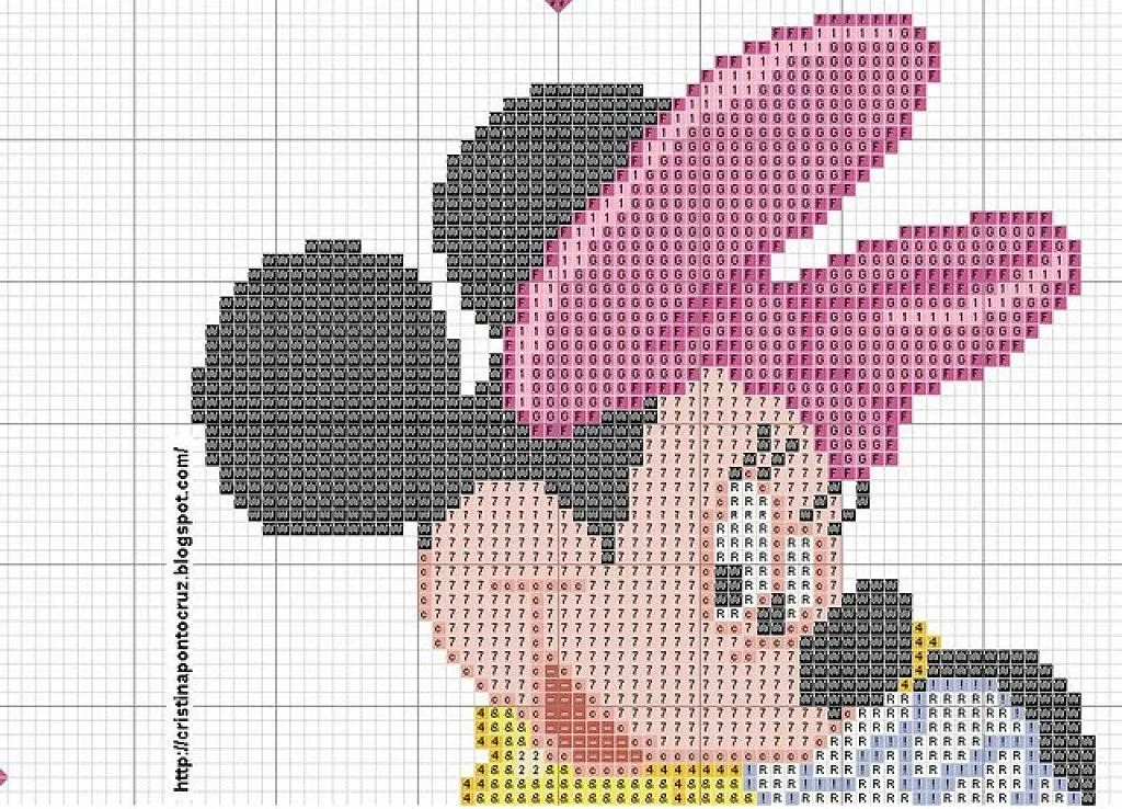 minnie en punto de cruz | Aprender manualidades es facilisimo.