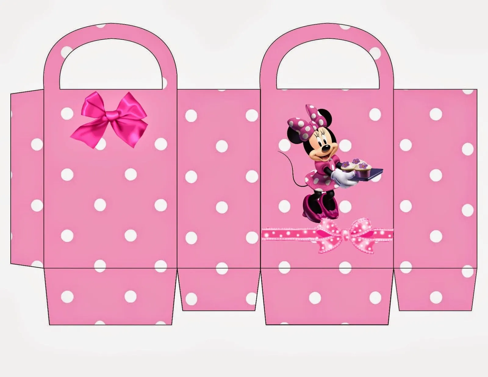 Minnie Rosa con Lunares Blancos: Bolsa de Papel para Imprimir Gratis. - Ideas y material gratis para fiestas y celebraciones Oh My Fiesta!