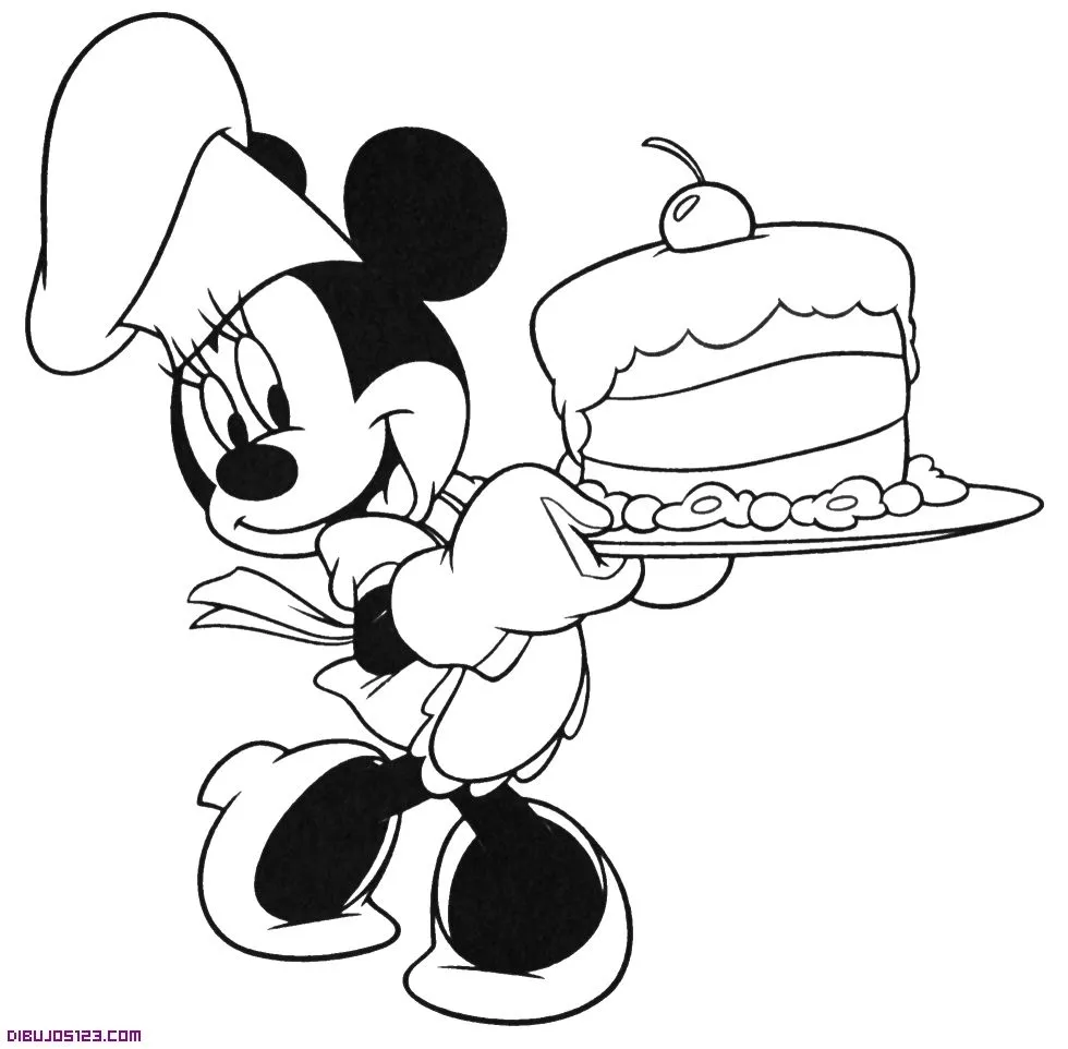 Minnie con una tarta de cumpleños