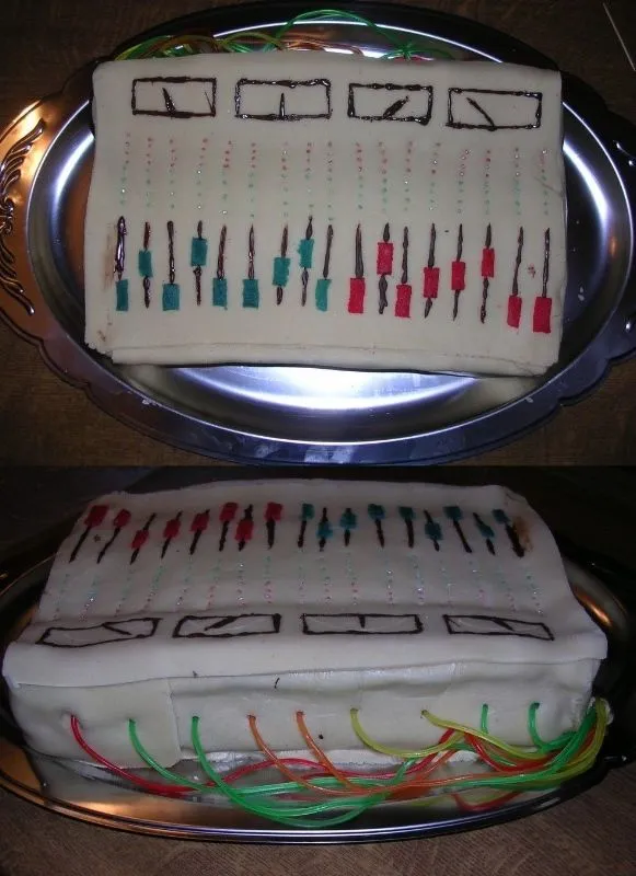 Mixing desk cake by ~littleDragonDaniela on deviantART