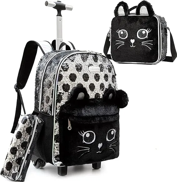 Mochila infantil para niñas mochila infantil para niñas mochila de gato de  lentejas lindo con ruedas para los estudiantes de primaria con caja de  almuerzo para las niñas : Amazon.com.mx: Ropa, Zapatos