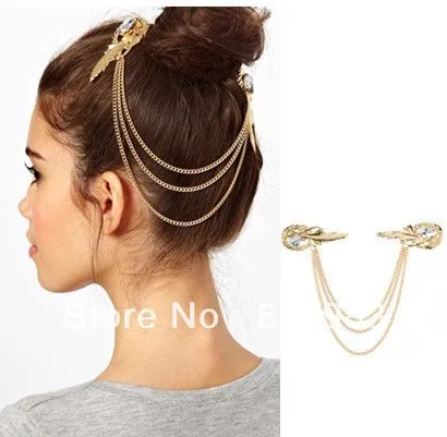 de la moda accesorios para el cabello horquilla clip de oro borla ...