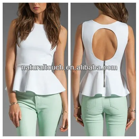 La última moda Peplum Top con espalda abierta hole, Ropa bonita ...