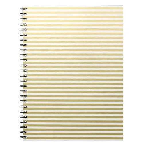 Modelo blanco de las rayas de la hoja de oro libreta | Zazzle