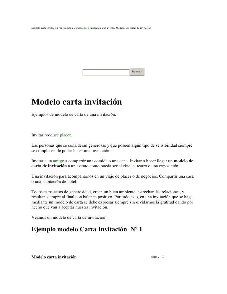 Modelo carta invitación