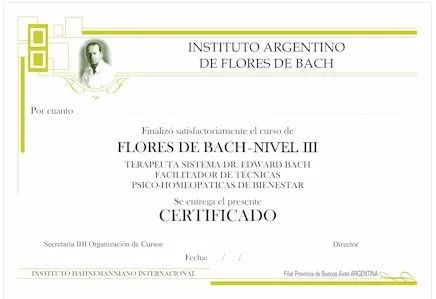 Modelo de Certificado Flores de Bach