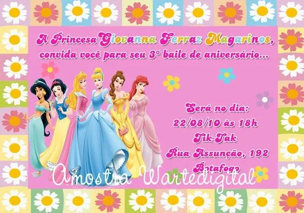 Convite de aniversario das princesas - Imagui