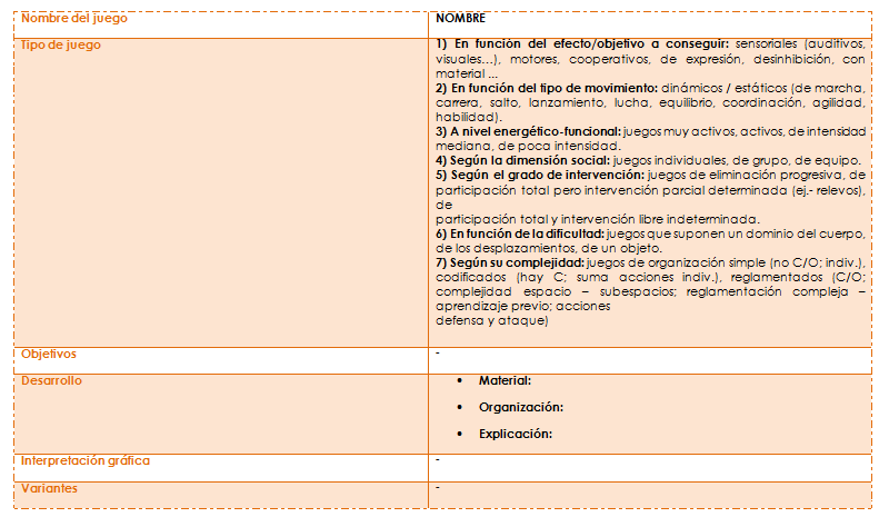 Modelo Ficha Sesión Juegos y Actividad Física - Modelos Fichas ...