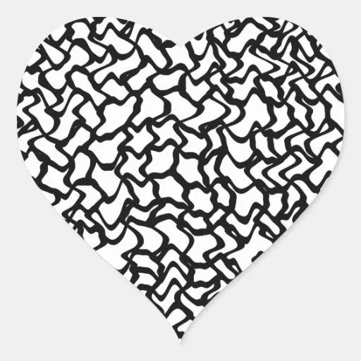 Modelo gráfico abstracto blanco y negro. colcomanias corazon | Zazzle