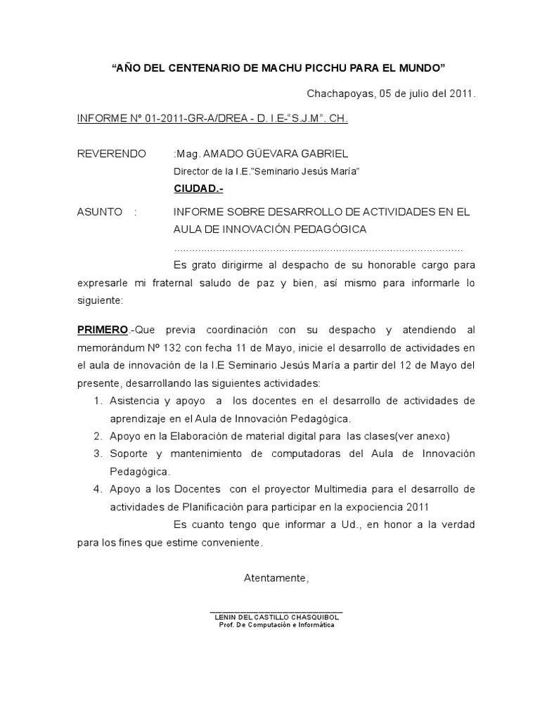 Modelo de Informe de Actividades