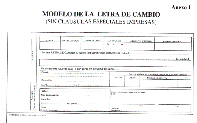 Modelo de letra de cambio - Imagui