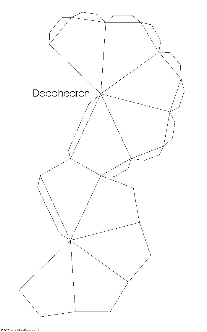 Modelo de papel de un decaedro (trapezoedro pentagonal )