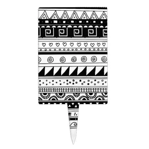 Modelo tribal blanco y negro figuras de tarta | Zazzle