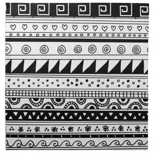 Modelo tribal blanco y negro servilleta | Zazzle