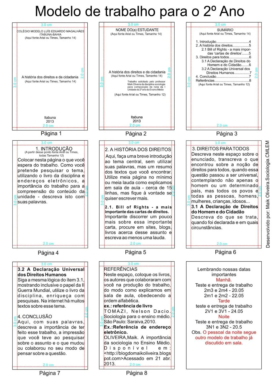 Modelos dos trabalhos escolares para 2ª e 3ª séries do Ensino ...