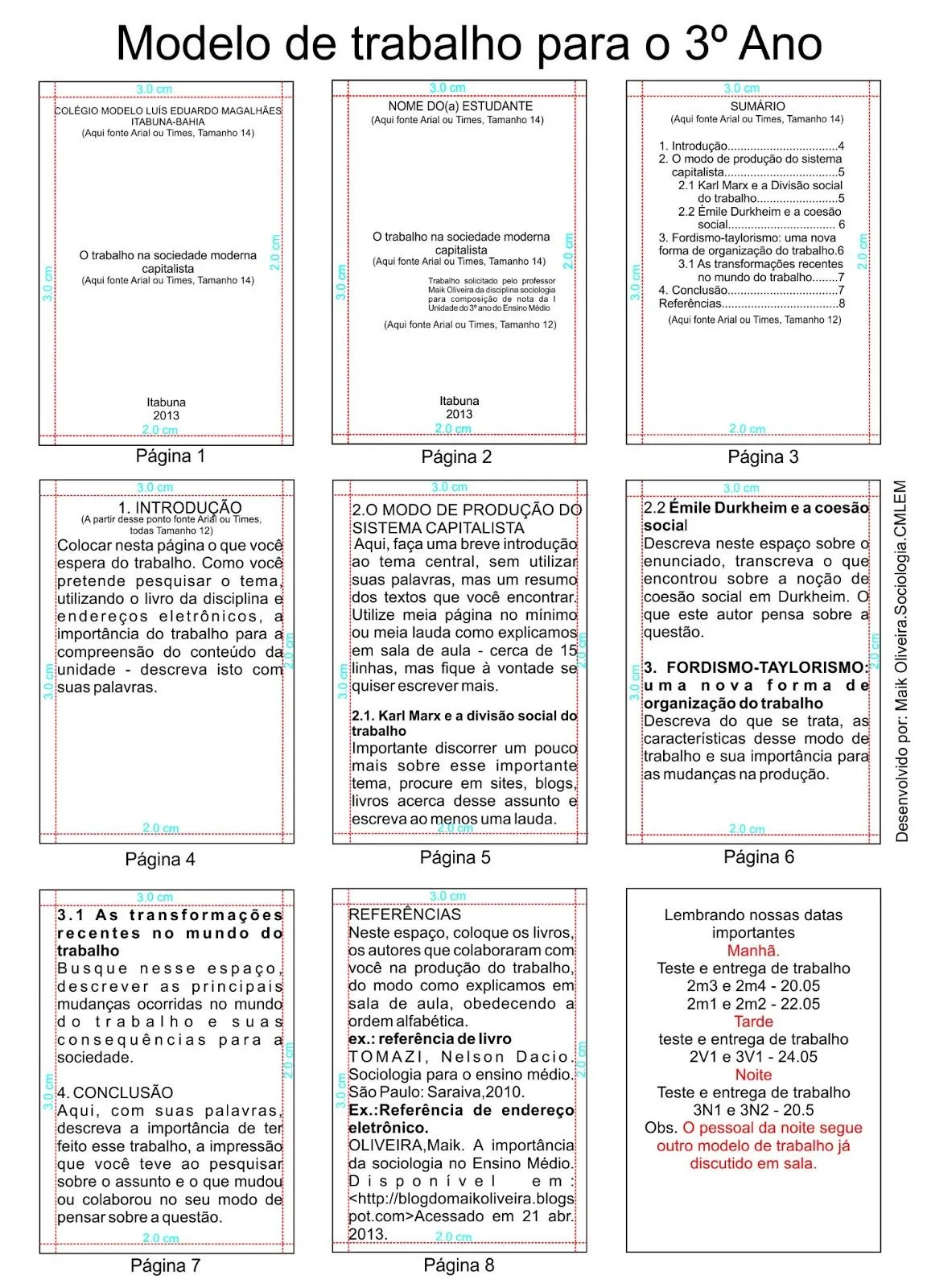 Modelos dos trabalhos escolares para 2ª e 3ª séries do Ensino ...