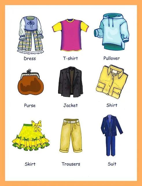 Ropa en inglés y español vocabulario - Imagui