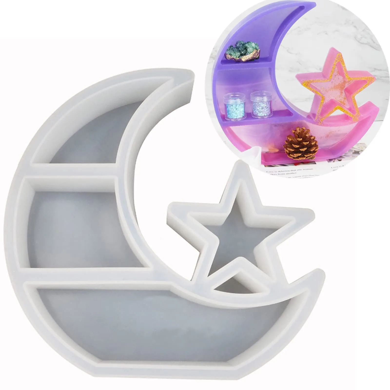 Molde de almacenamiento de silicona para bricolaje, diseño de estrella de  luna, bandeja grande, moldes de resina epoxi : Amazon.com.mx: Hogar y Cocina