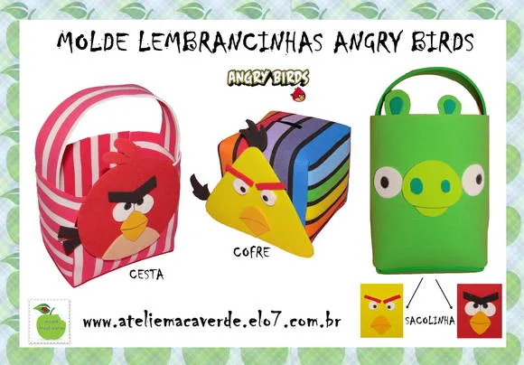 Molde Lembrancinhas Angry Birds | Ateliê Maçã Verde | Elo7