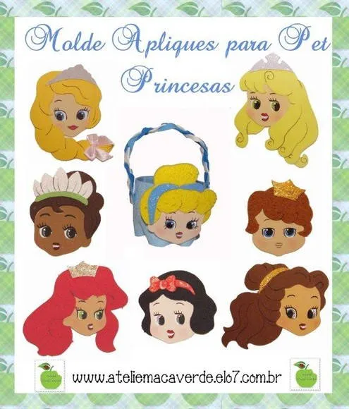 MOLDE APLIQUES PARA PET PRINCESAS | Ateliê Maçã Verde | Elo7