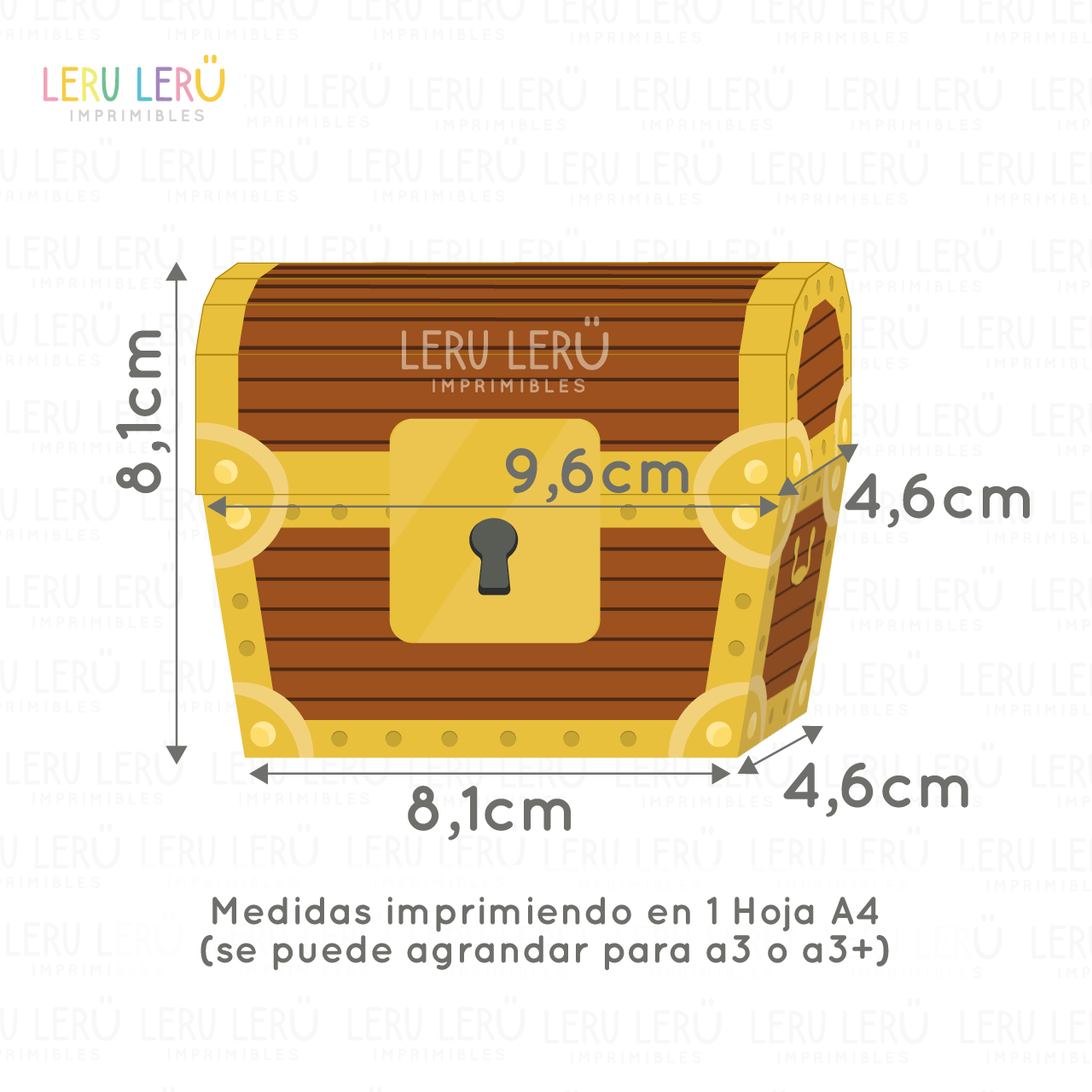 Molde caja cofre - Leru Leru Imprimibles