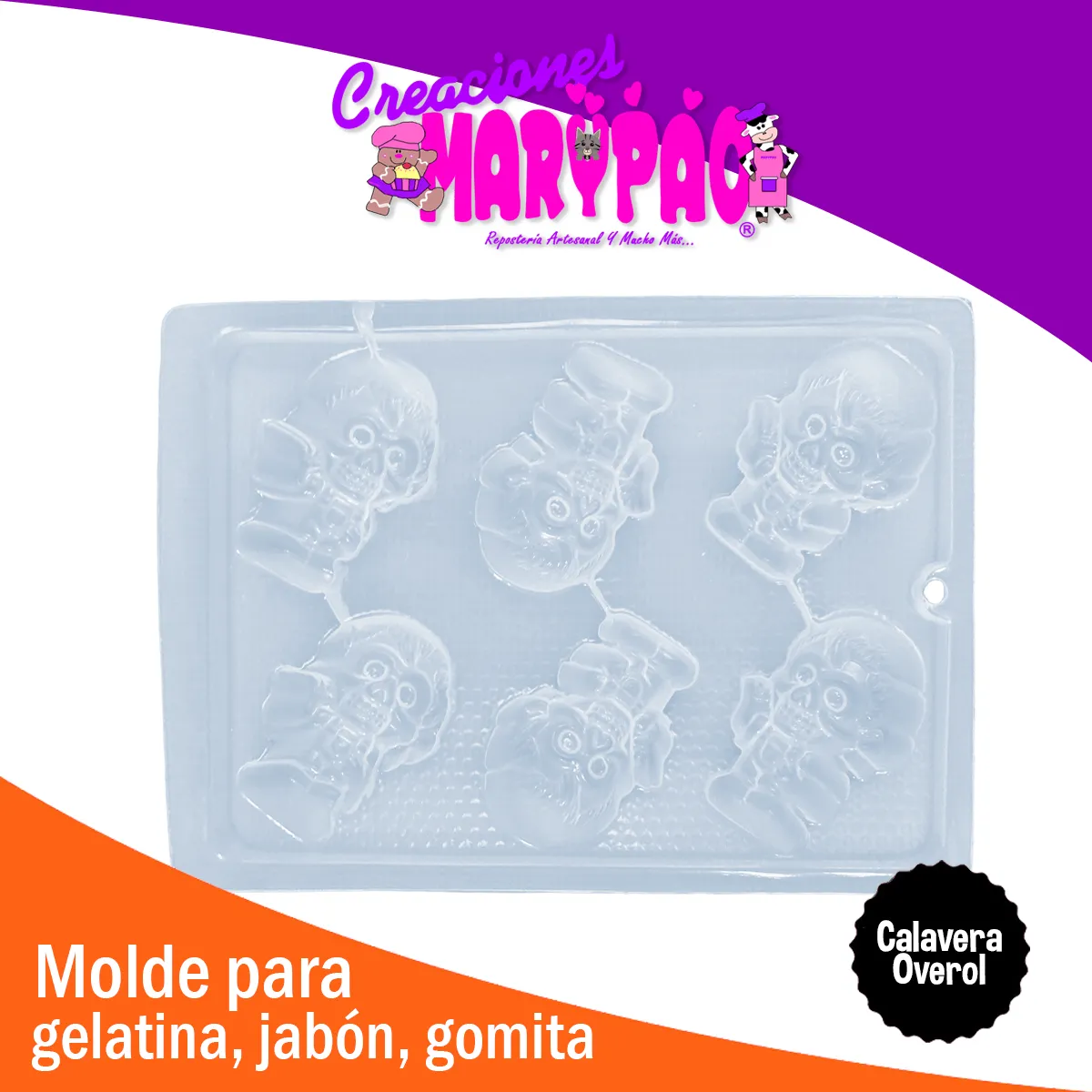 Molde Calavera Completa con Overol – Creaciones Marypao