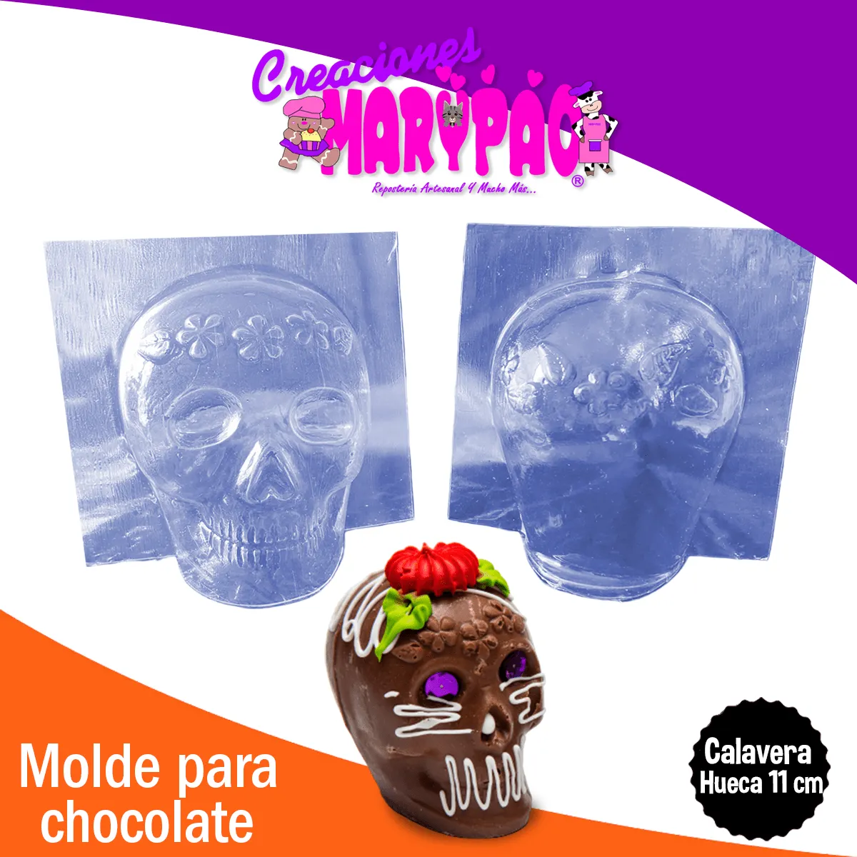 Molde Calavera Hueca 11 cm Chocolate Halloween Dia de Muertos – Creaciones  Marypao