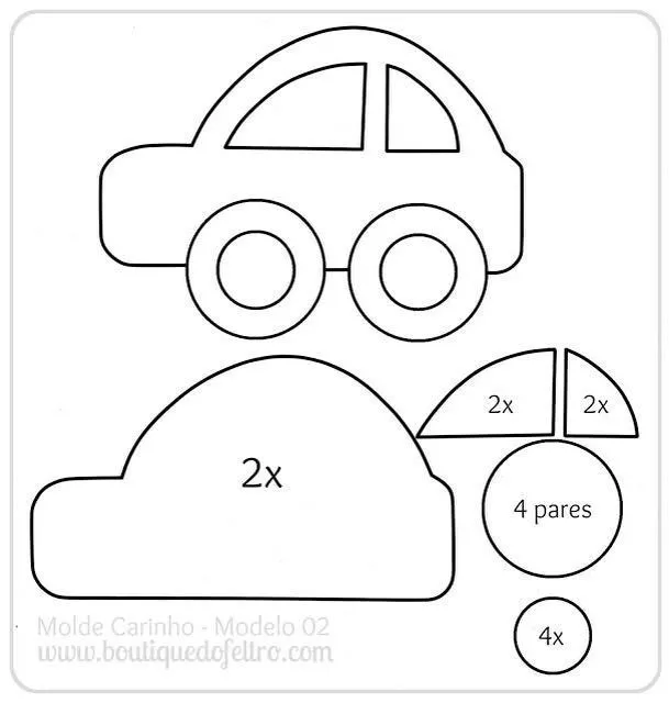 Molde carros | Tecidos artesanais de feltro, Boutique do feltro, Padrões de  livros tranquilos